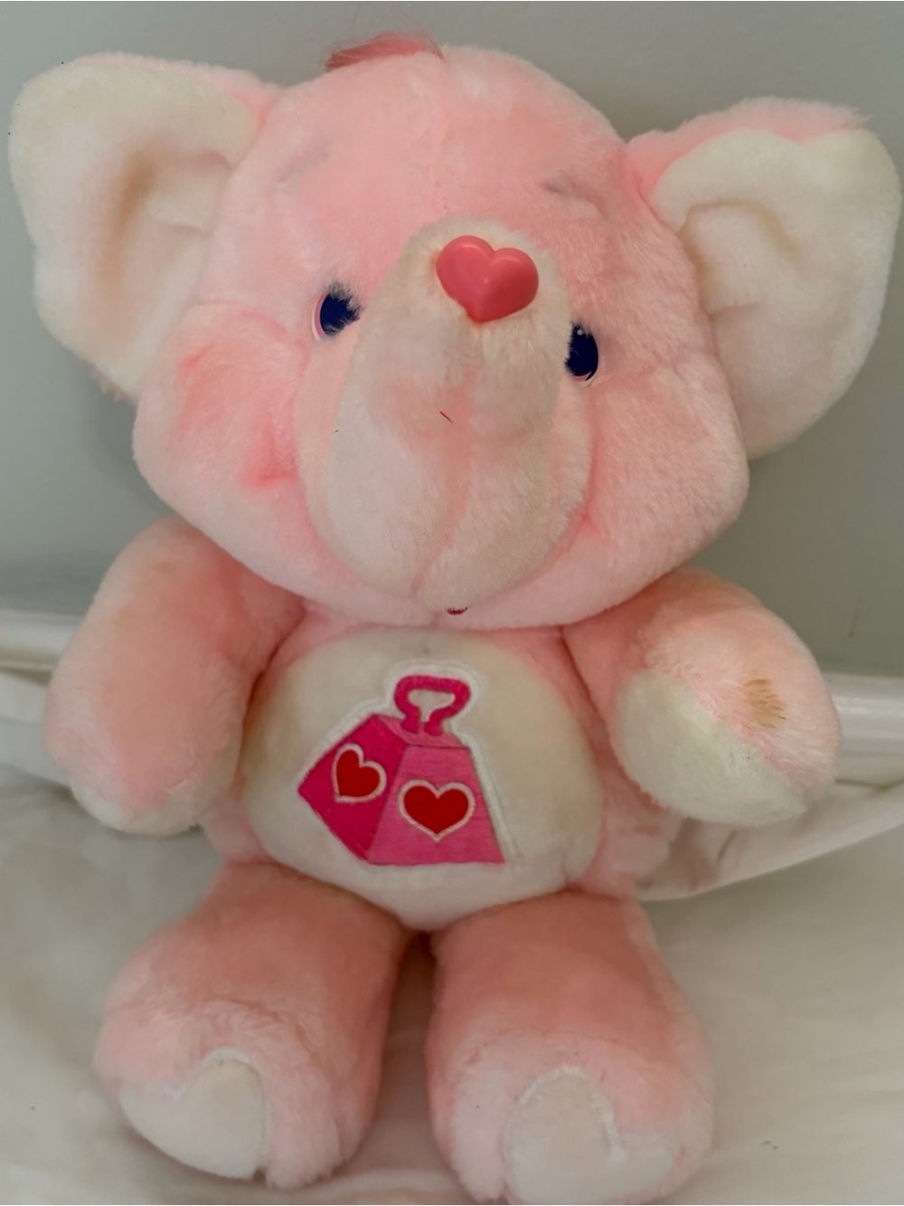 Vintage 1984 Kenner Care Bear Cousins Lotsa Heart Elephant 13" Plush - Red Heart